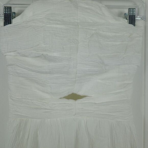 Lulus Womens Effortless Sweetness White Ruched Lace-Up Tiered Midi Dress Large - Picture 9 of 13